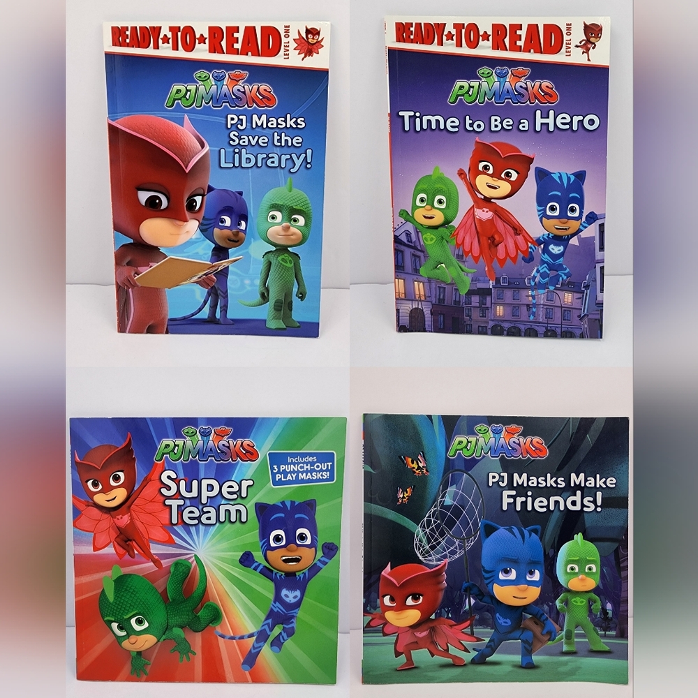 PJ Masks 4 Books • Super Team, Time to Be a Hero, Make Friends, Save the Library